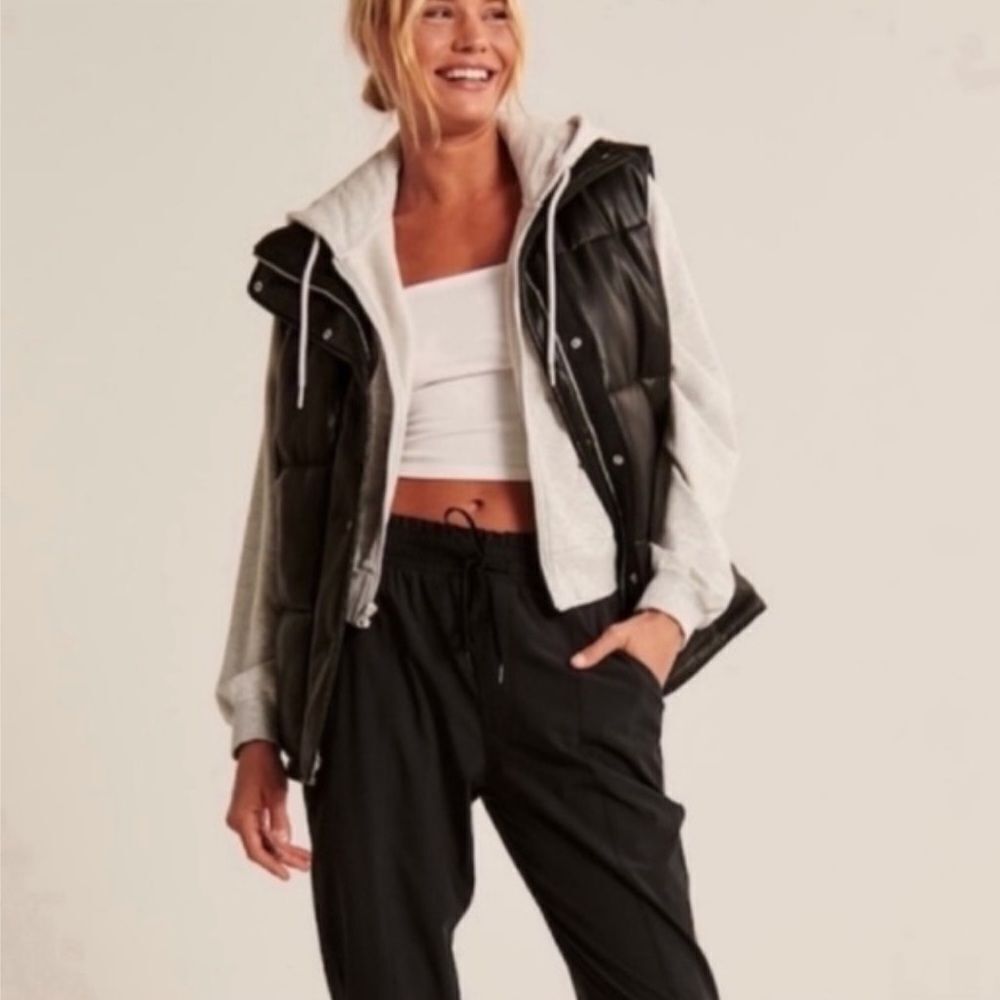 Abercrombie & Fitch Faux Leather Puffer Vest